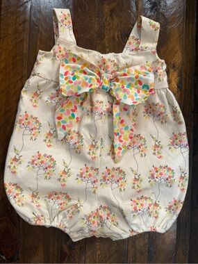 Southern Sunshine Kids Girls Floral Bow Bubble Romper 2T Made in USA